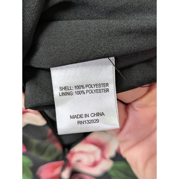 MAJORELLE Black Floral Red Rose Dress Ruffles Romantic Hi Low Flowy Gown Small - Picture 15 of 16